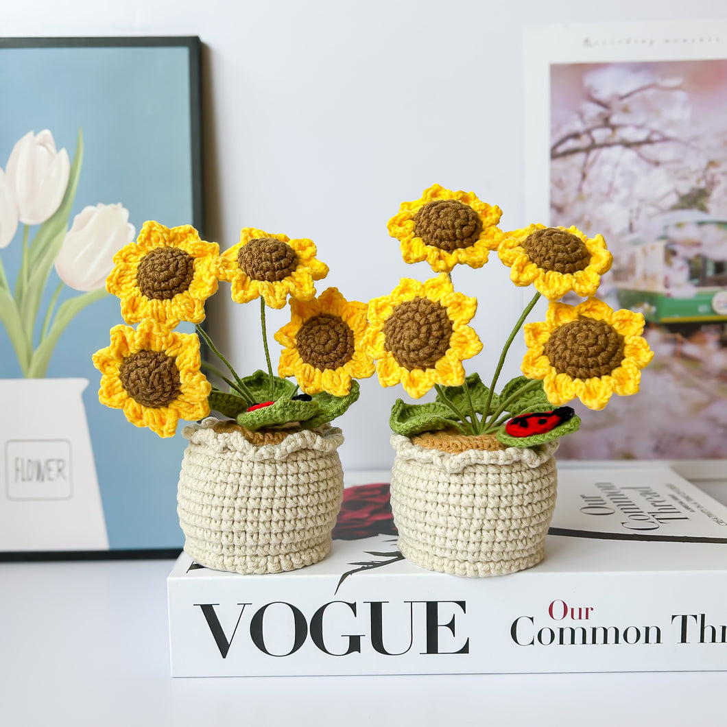 Handmade Crochet Mini Sunflower in Pot