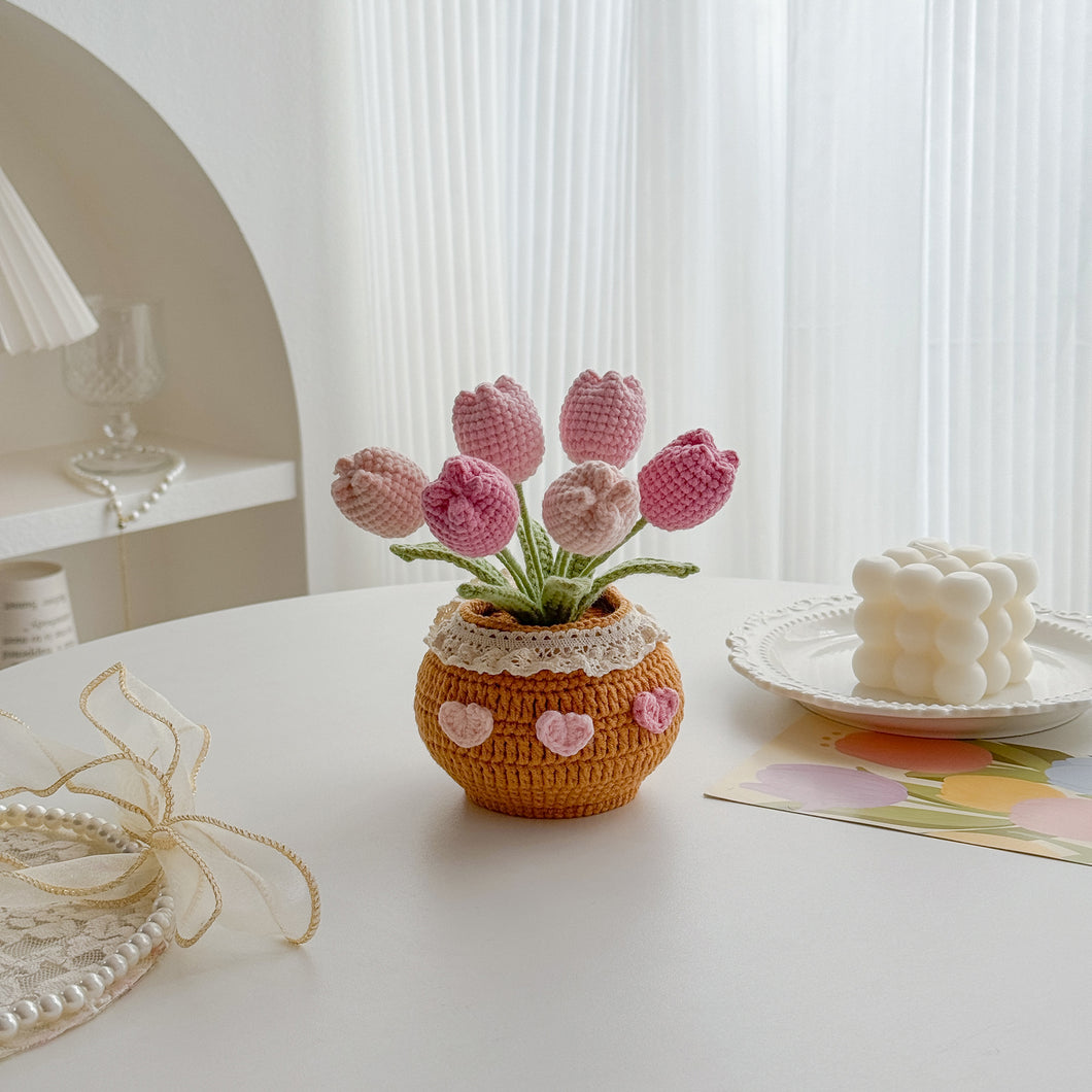 Kiyarnmi Handmade Crochet Tulip in Pot