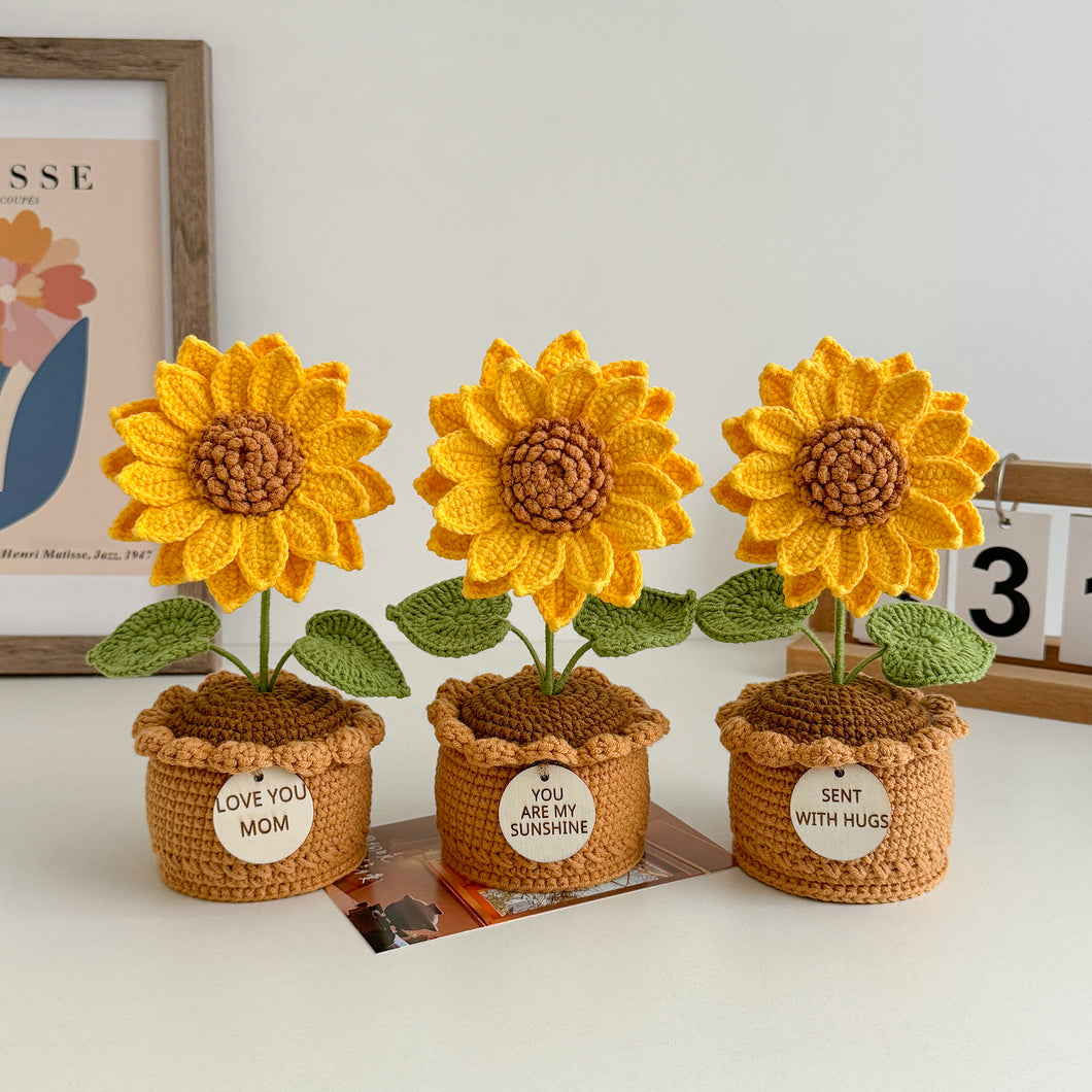 Handmade Crochet Classic Sunflower in Pot